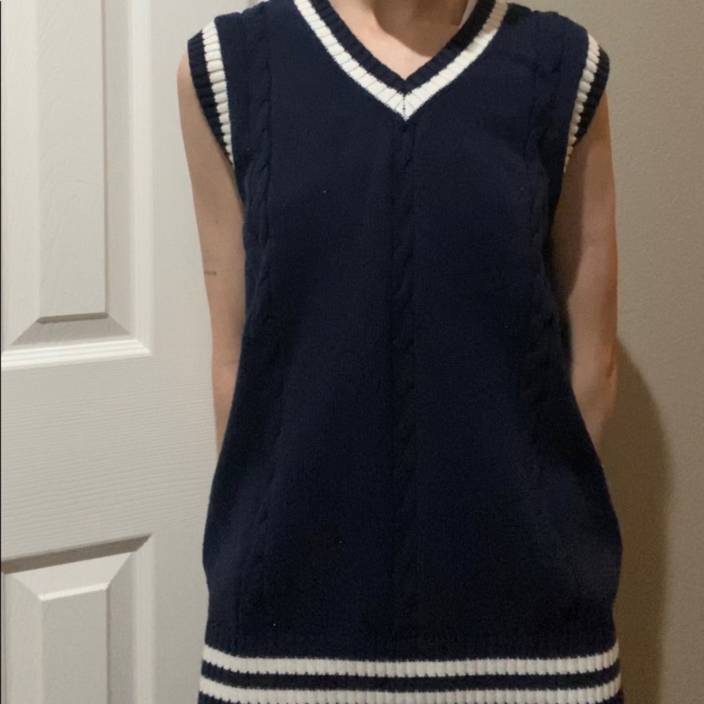 vintage looking sweater vest by yujianxiong | navy blue